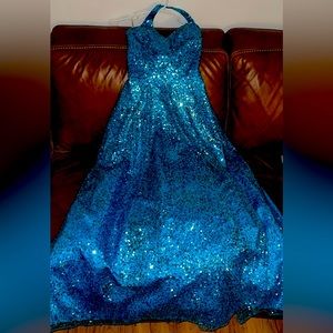 Jovani turquoise sequin dress size 4